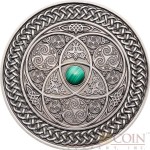 Fiji CELTIC series MANDALA ART Silver coin $10 Antique finish 2016 Ultra High Relief Malachite Stone inlay 3 oz